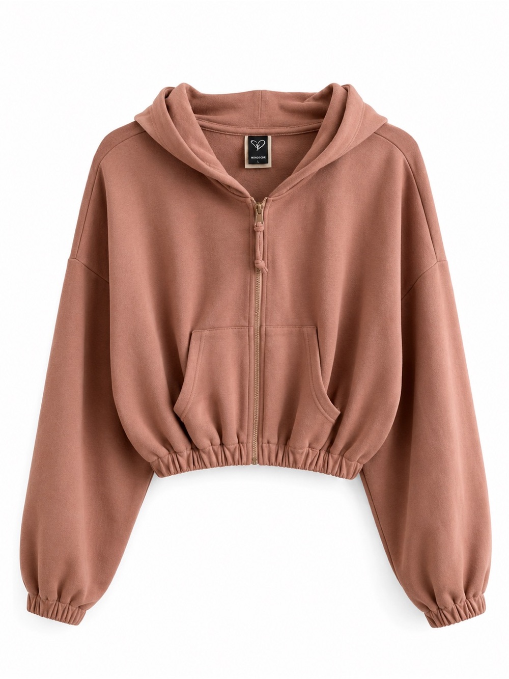 Windsor Off Duty Babe Luxe Zip-Up Crop Hoodie Sz L Athleisure Normcore Baddie